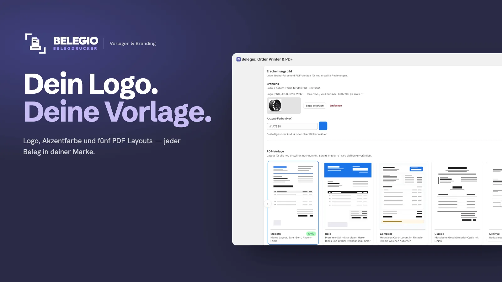 Belegio Vorlagen & Branding
